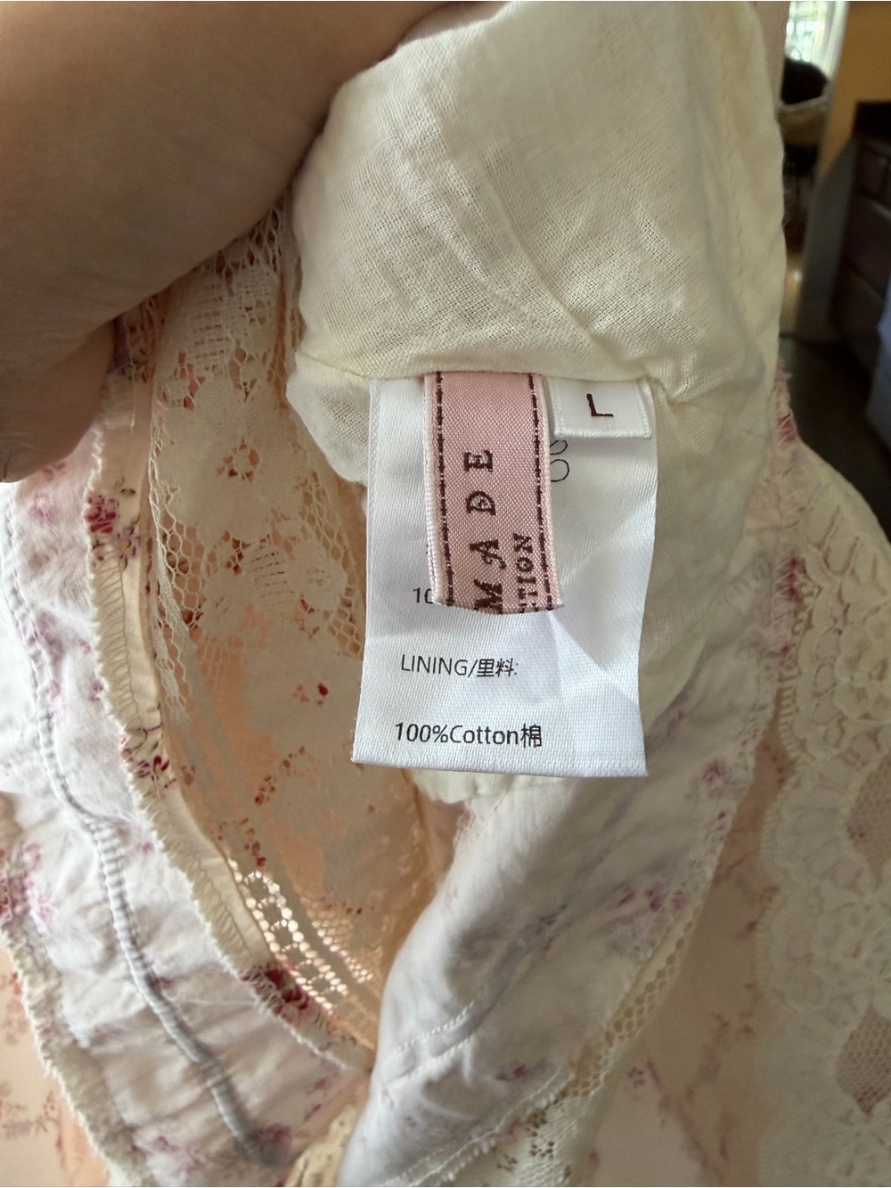 Cream Maxi Dress with Red Floral Print and Lace Trim - Picture 2 of 5